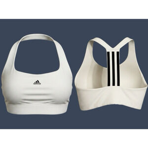 Adidas Aeroready White Sports Bra Womens Size Large (A-C Cup) Racer-Back Padded